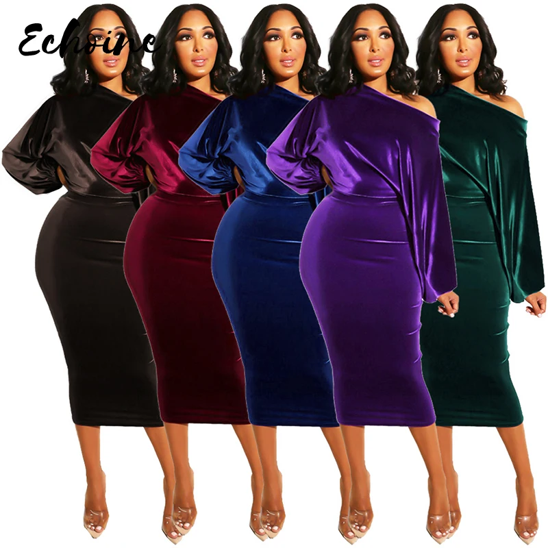 Женское Бархатное облегающее платье с открытыми плечами длинными рукавами и