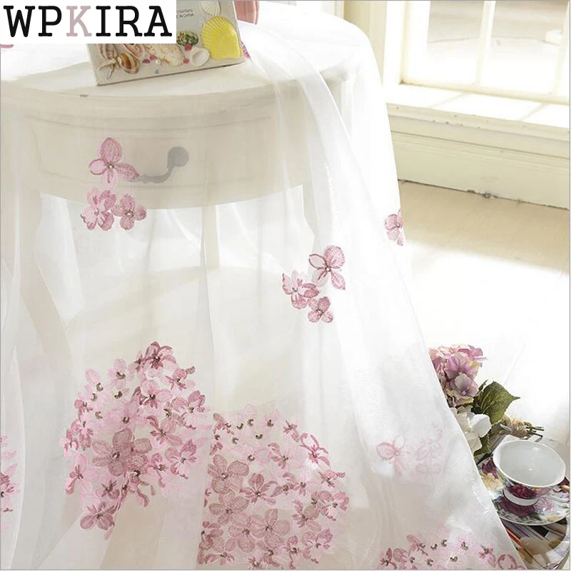 Романтичные тюлевые шторы с вышивкой и розовым цветком вишни на окна для спальни