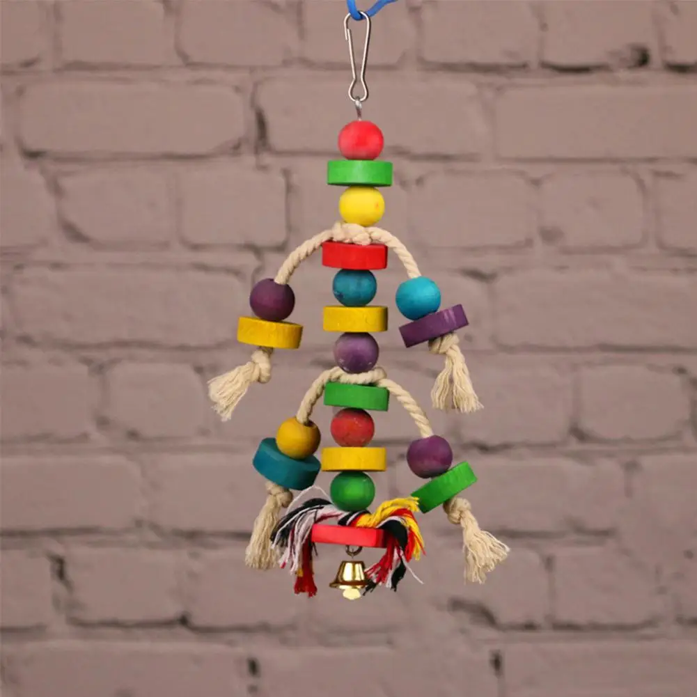

Wooden Colored Block Chewing Biting Toy for Bird Parrot Pet Cage Hanging Pendant