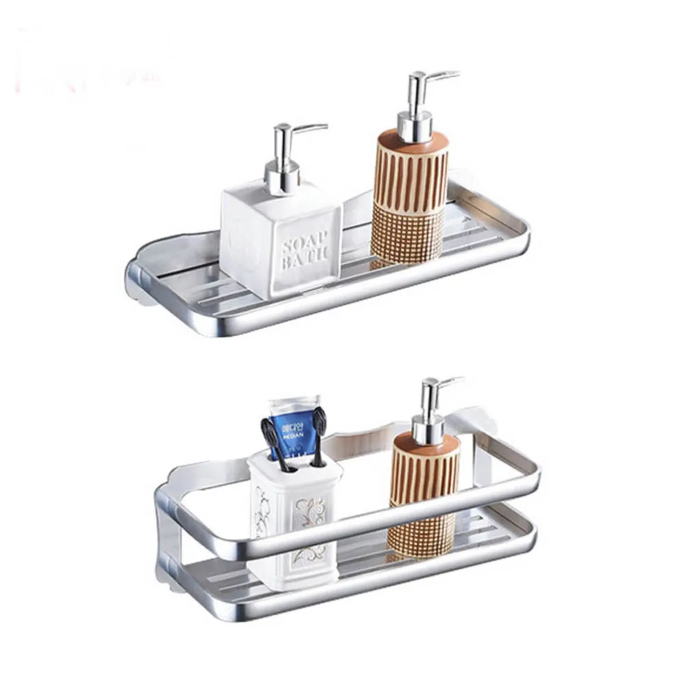 

Punch Free Storage Stand Single Layer Soap Shampoo Cosmetic Shelf Holder Organizer for Home Bathroom - Silver (30cm)