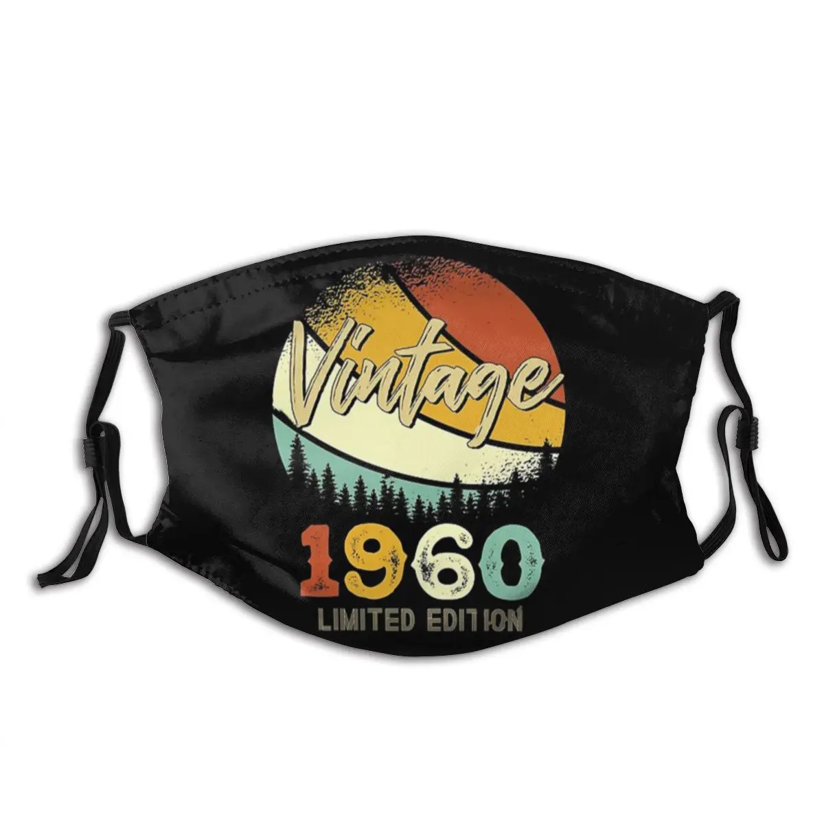 

Vintage 1960 Limited Birthday Non Disposable Mouth Face Mask Anti Wind Cold Proof with Filters Earloop Protection Cover Muffle