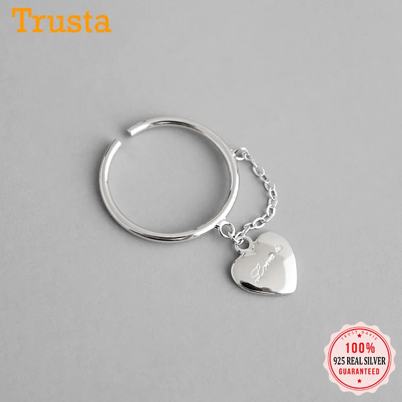 

Trustdavis Genuine 925 Sterling Silver Romantic Heart Chain Opening Ring For Women Wedding Valentine's Day Fine Jewelry DB456