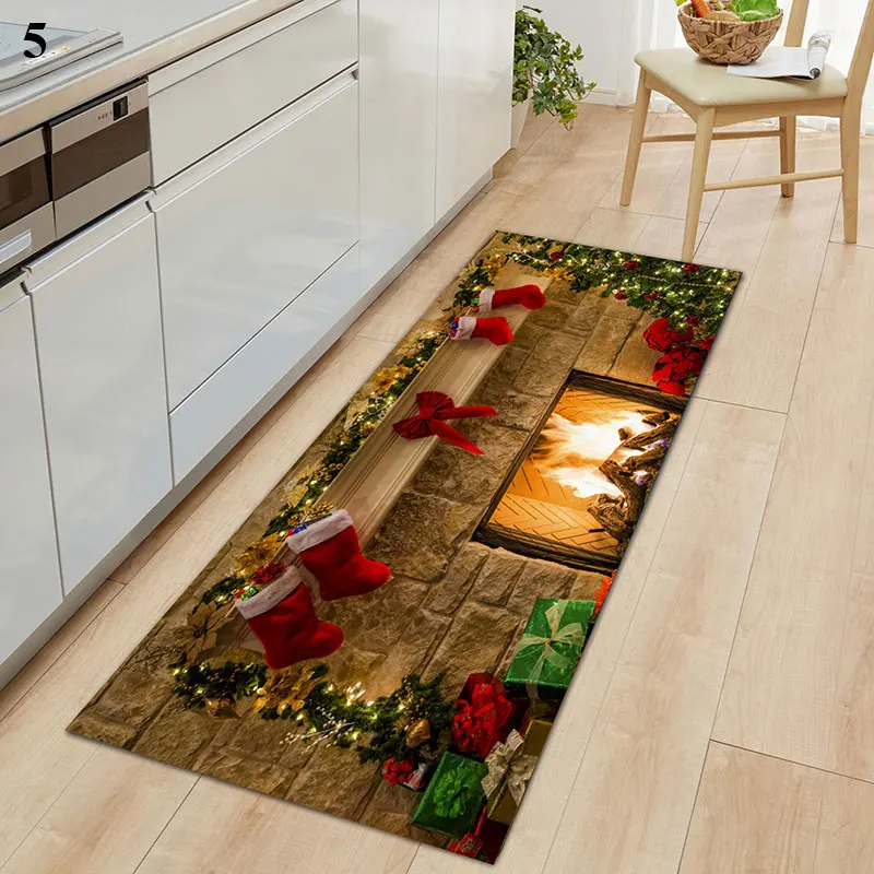 Christmas Red Welcome Mats Multi-size Anti-slip Suede Floor Rugs Bedroom Kitchen Bathroom Carpet Fashion Joyful Home Decoraction | Дом и сад