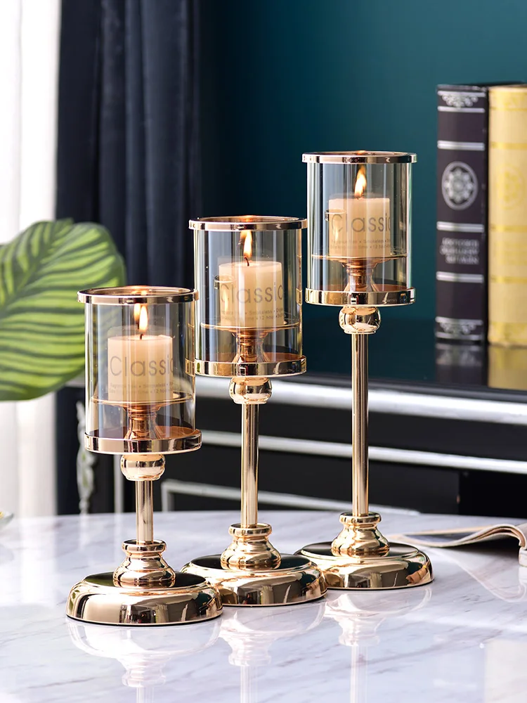 

Crystal Glass Candle Holder Modern Wedding Centerpieces Nordic Style Candle Holder GeometricTable Kaarsenhouder Home Decoration
