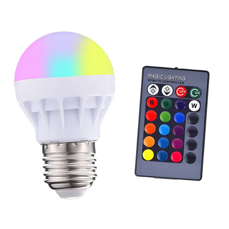 E27 85-265 в RGB светодиодный лампочка умная лампочка 20 цветов волшебный светодиодный ночник лампа освещения с регулируемой яркостью сценический свет/пульт дистанционного управления праздник