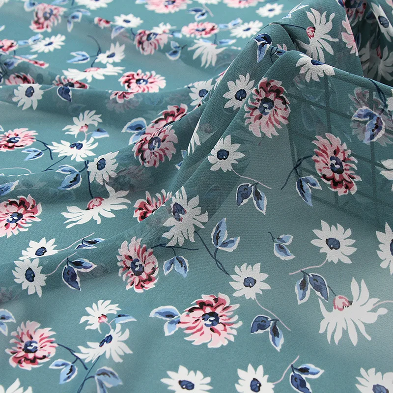 

100D Floral Chiffon Printed Cloth DIY Top Dress Fashion Clothing Fabric