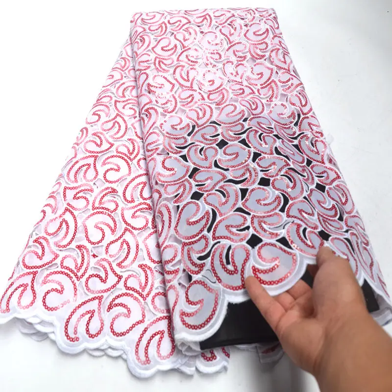 Cutout Holes Beaded Handcut organza Lace with sequins and stone White African French lace fabric high quality 5 yards/PC IG966 | Дом и сад