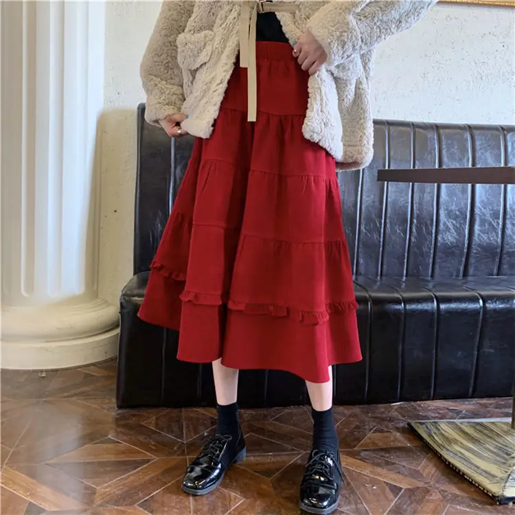 

Japanese Style High Waist Skirts Women Sweet Cute Soft Girl Y2k Skirt Female Casual Harajuku Streetwear Midi Spring Skirt 2021