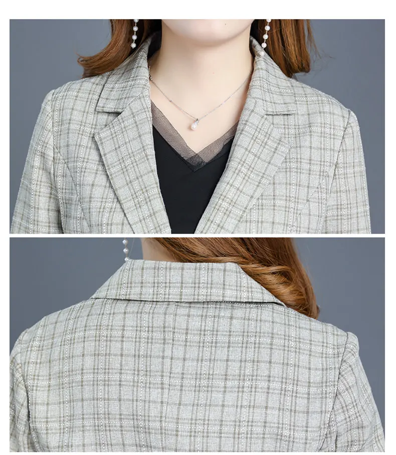 Женский Повседневный костюм из 2 предметов элегантный Клетчатый жакет и длинные