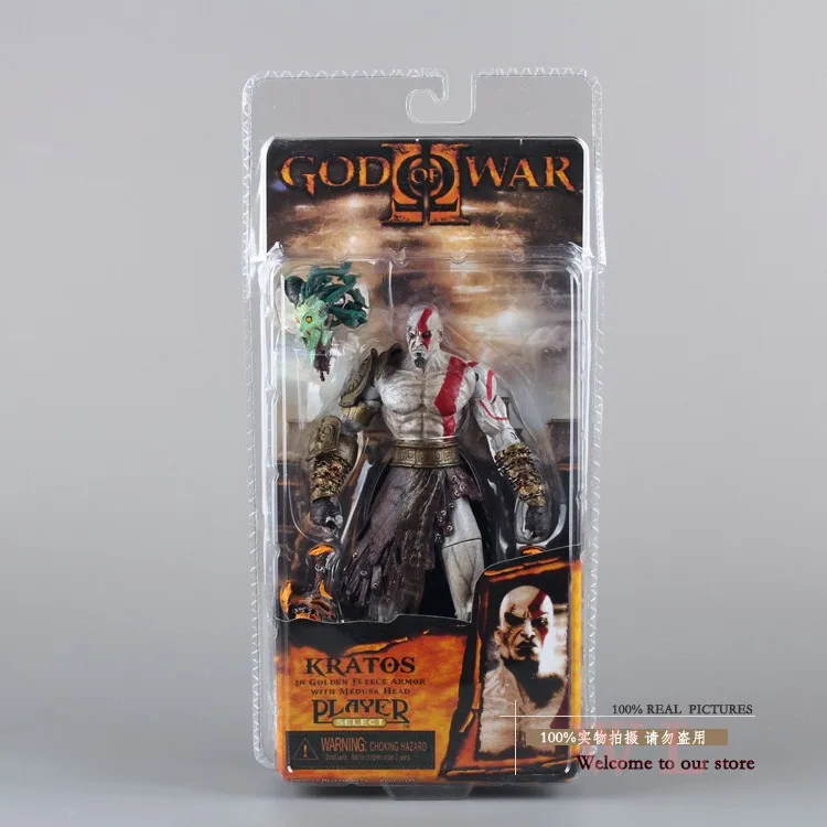 Экшн Фигурка God of War Kratos из золотистого флиса с головой Медузы ПВХ Коллекционная