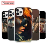sexy sleeve tattoo girl for apple iphone 12pro max mini 11pro xs max x xr 6s 6 7 8 plus 5s se2020 transparent phone case