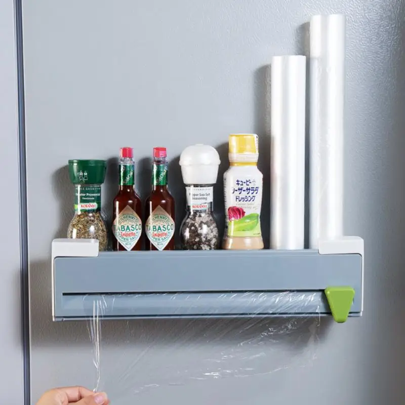 

Punch-free Fixing Food Wrap Dispenser Cutter Foil Cling Film Wrap Dispenser Plastic Sharp Cutter Storage Holder Kitchen Tool New