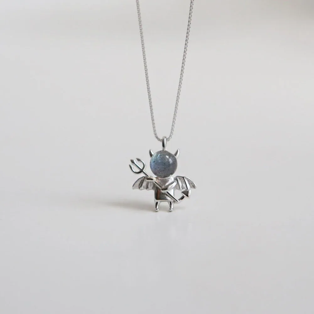 

Moonstone Pendant Sweet Cute Little Devil Clavicle Chain Necklace Female Women Jewelry Fashion Accessories