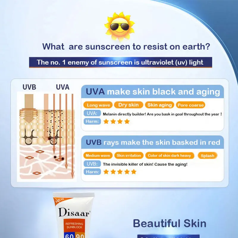 Солнцезащитный крем Disaar Spf 90 ++ увлажняющий защищающий кожу солнцезащитный 80 г