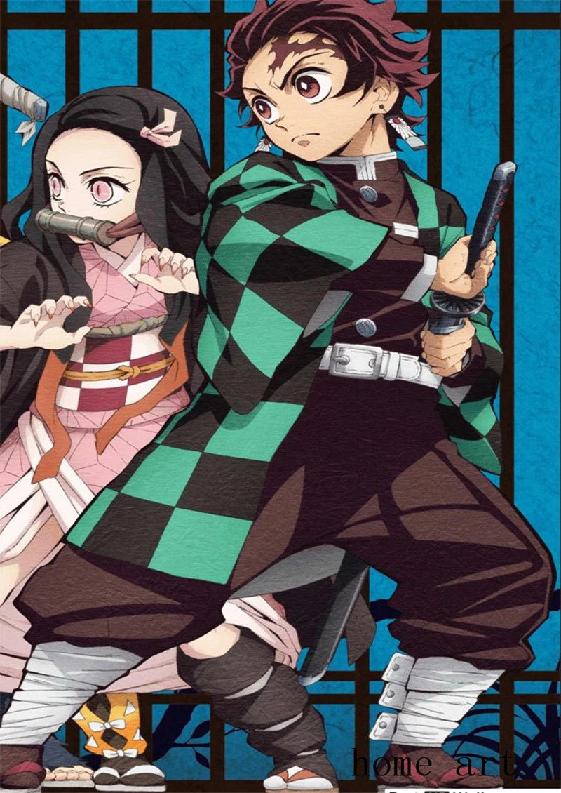 Плакат аниме рассекающий демонов бумага с белым покрытием печать четкое