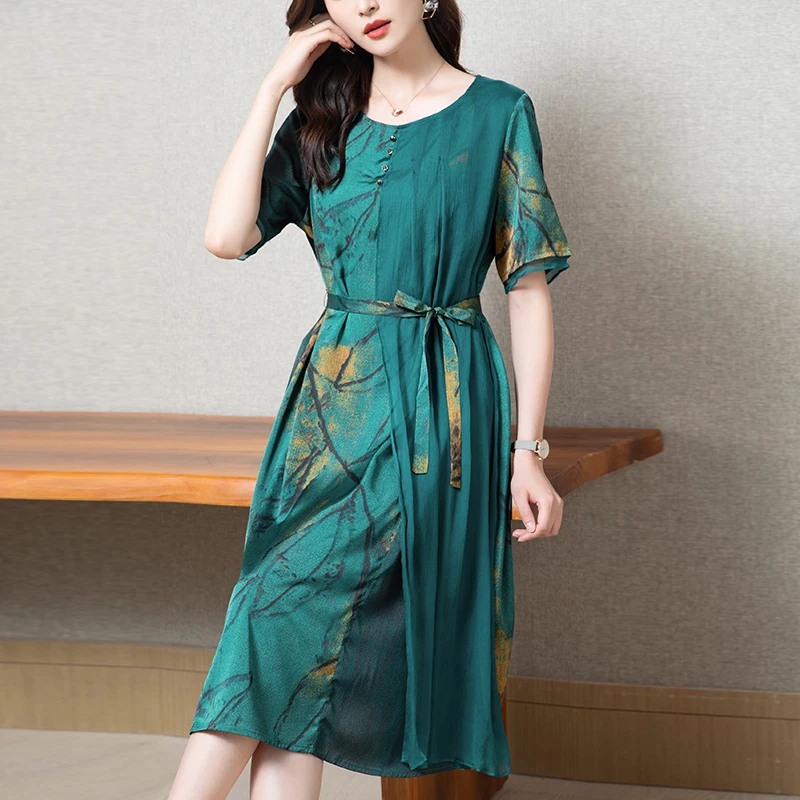 

Платье COIGARSAM женское с принтом, свободное офисное платье с полурукавами и круглым вырезом, лето 2021