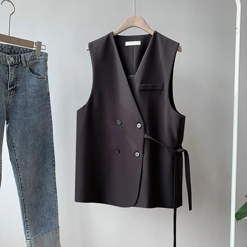 

2021 Spring and Autumn New British Style Loose Outer Wear plus Size Outer Wear Waistcoat Vest Overcoat Suit Vest for Women