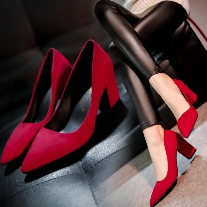 Sandalias Femeninas High Heels Autumn Flock Pointed Sandals Sexy Female Summer Shoes Mujer S032 | Обувь