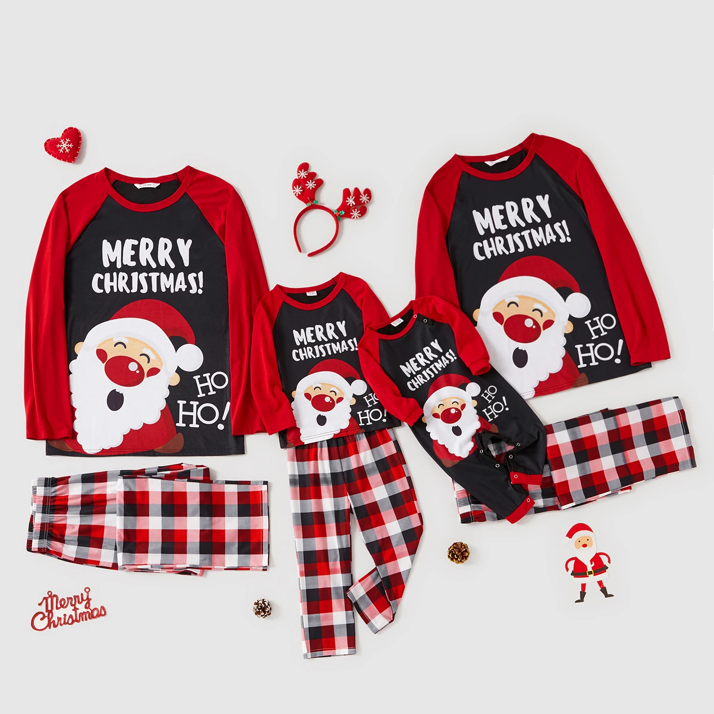 

PatPat Christmas Cartoon Santa and Letter Print Red Family Matching Long-sleeve Pajamas Sets (Flame Resistant)