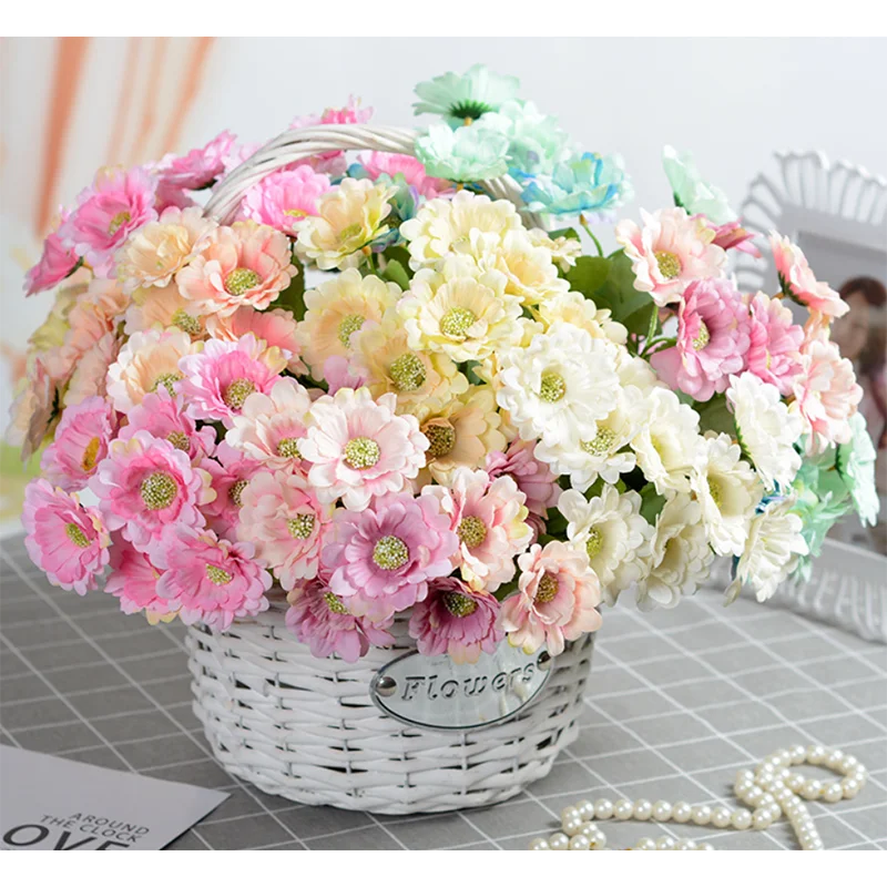 

10 head Simulation Daisy Flower Silk Artificial Chrysanthemum Flowers DIY Bouquet Home Wedding Office Party garden Decor