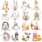 Термонаклейки Prajna с изображением животных из джунглей и мультфильмов, термоперенос Vynil для одежды, наклейки с изображением лисы, оленя, медведя