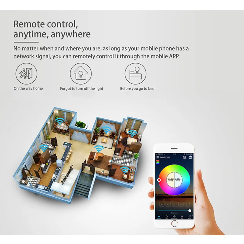 Смарт светильник с регулируемой яркостью Bluetooth Светодиодная лампа E27 меняющая
