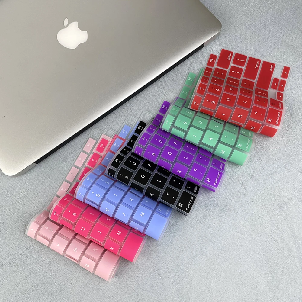 Чехол для клавиатуры ноутбука EU US-Enter Macbook Air 13 A2337 A2179 силиконовая цветная