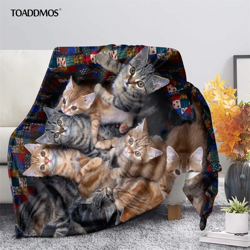 

TOADDMOS Animal Cat Kawaii Pattern Single Fall Blanket Winter Bed Sheet Warm Fleece Knee Blanket Office Nap Blanket Adult Kids