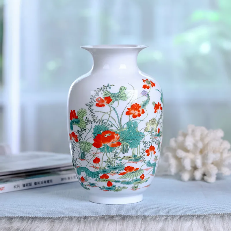 

Ваза в китайском стиле Jingdezhen, Классическая фарфоровая ваза с цветами Каолина, домашний декор ручной работы, блестящая семейная фотография