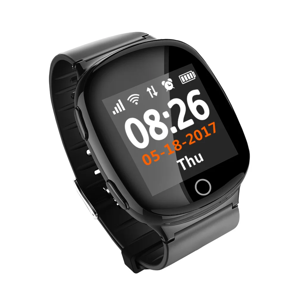 D100 BLACK D200 Wifi gps трекер локатор Смарт часы для пожилых женщин мужчин Smartwatch с SOS вызова сердечного ритма кровяное давление pk D100 - Цвет: D100 BLACK