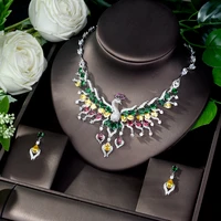 hibride fashion sparkling jewelry sets for women romantic peacock shape necklace set bijoux zircon wedding jewelry sets n 187