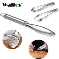 walfos stainless fish scales scraping graters fast remove cleaning peeler scraper fish bone tweezers kitchen accessorie tool