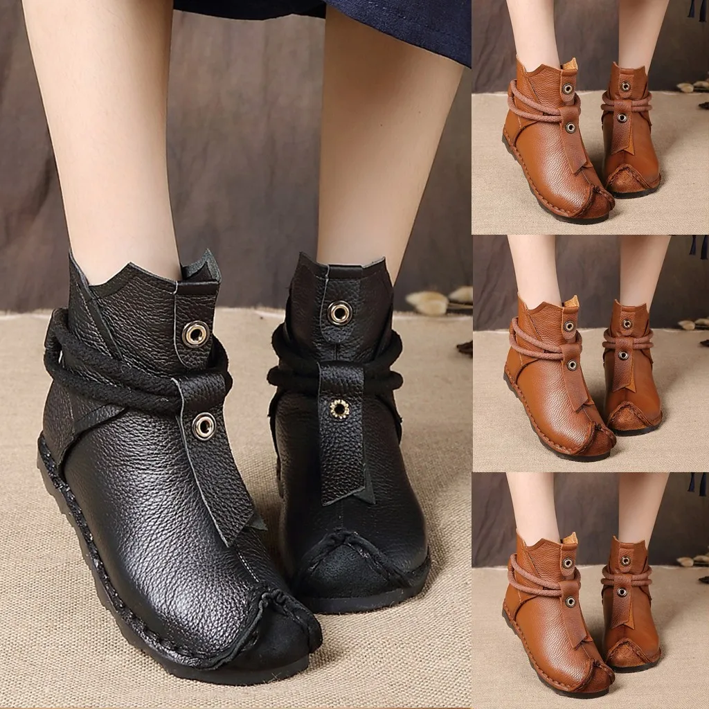 

SAGACE new Boots Women Slip-On Vintage shoes Ankle Bare Boots female Ladies shoes Square Heel Casual sexy ankle boots for women