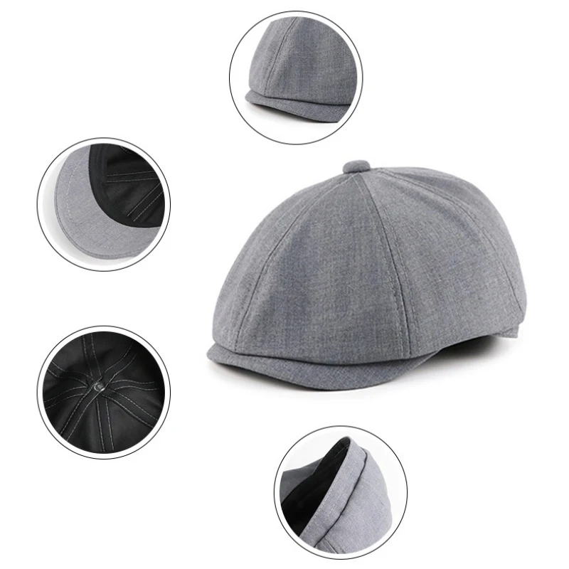 Нежный Для мужчин в ретро стиле с закруглёнными краями и пуговицей сверху Кепки