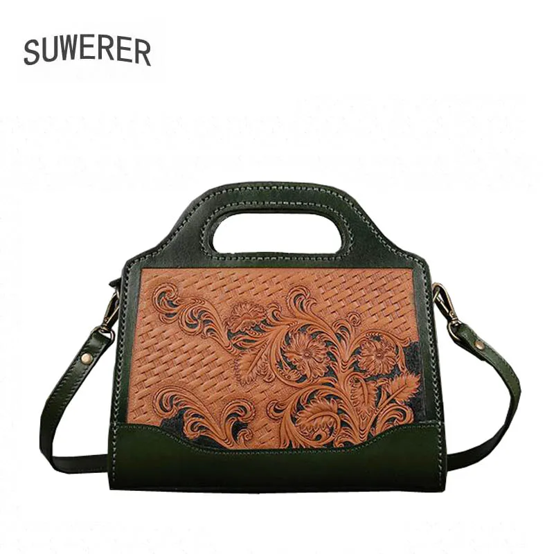 

SUWERER Fashion carved bag designer bags famous brand women bags 2020 new luxury handbags women Genuine Leather bag tote bag