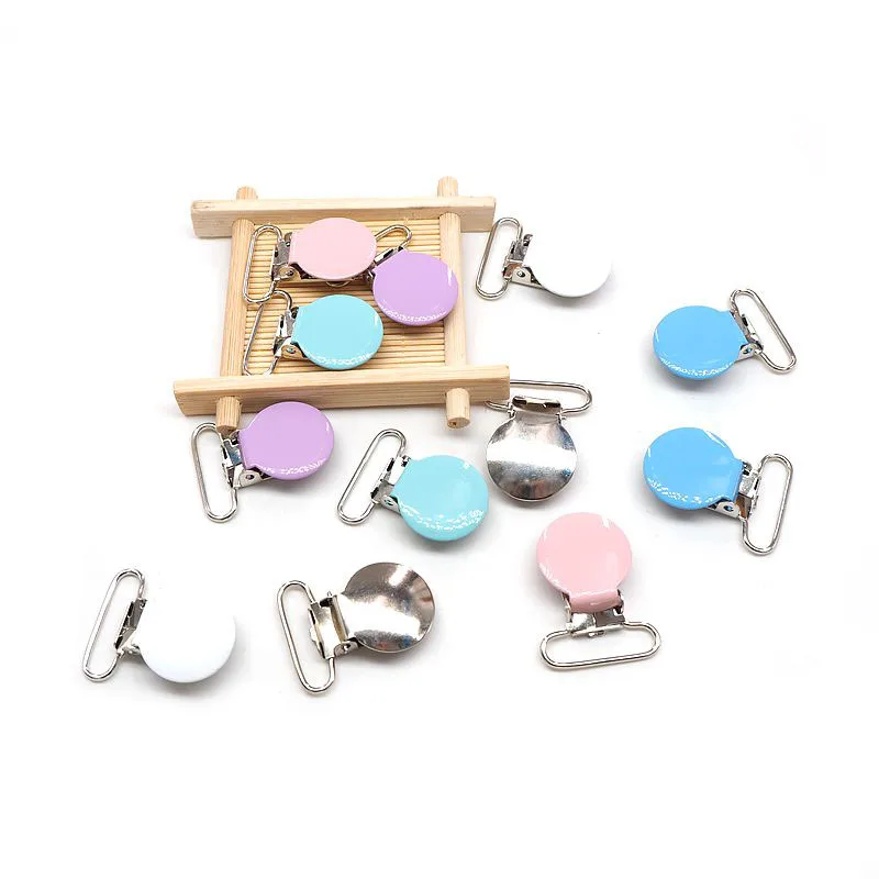 Chenkai-Clips redondos de metal para tirantes, Clips para chupete, cadena de mordedor para beb&eacute;, accesorios de soporte de juguete, 1 '', 25mm, 10 piezas-0