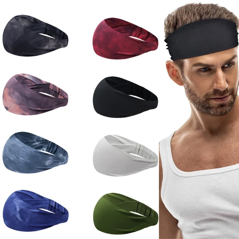 

Unisex Multicolor Gradient Bandana Elastic Yoga Wide Headband Colorful Sports Running Wide Hairband Headwrap Sweatband