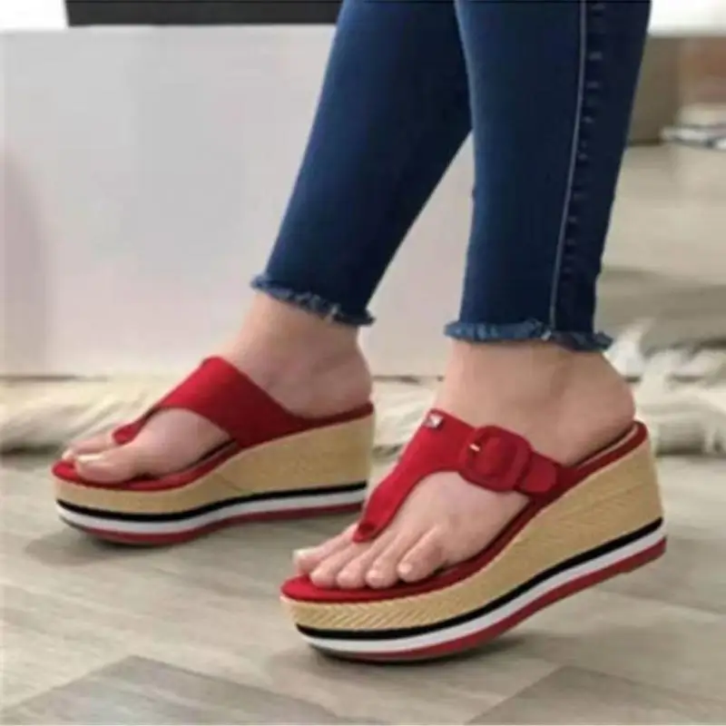 

Ladies Slippers New Summer Slope Heel Women's Shoes Platform Slippers Ladies Flip Flops Plus Size 35-43 Sandals 2021 Platform