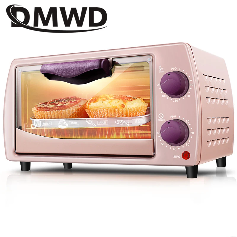 DMWD Мини Бытовая электрическая духовка Многофункциональный хлеб тостер пицца торт гриль для выпечки Автоматическая жареная курица машина таймер 9L