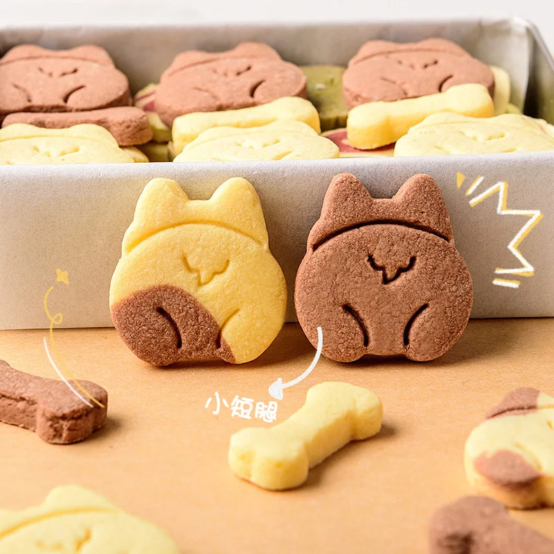 Формочка для печенья в виде кости с изображением милой собачки корги из фонданта и других материалов для выпечки и декорирования тортов.