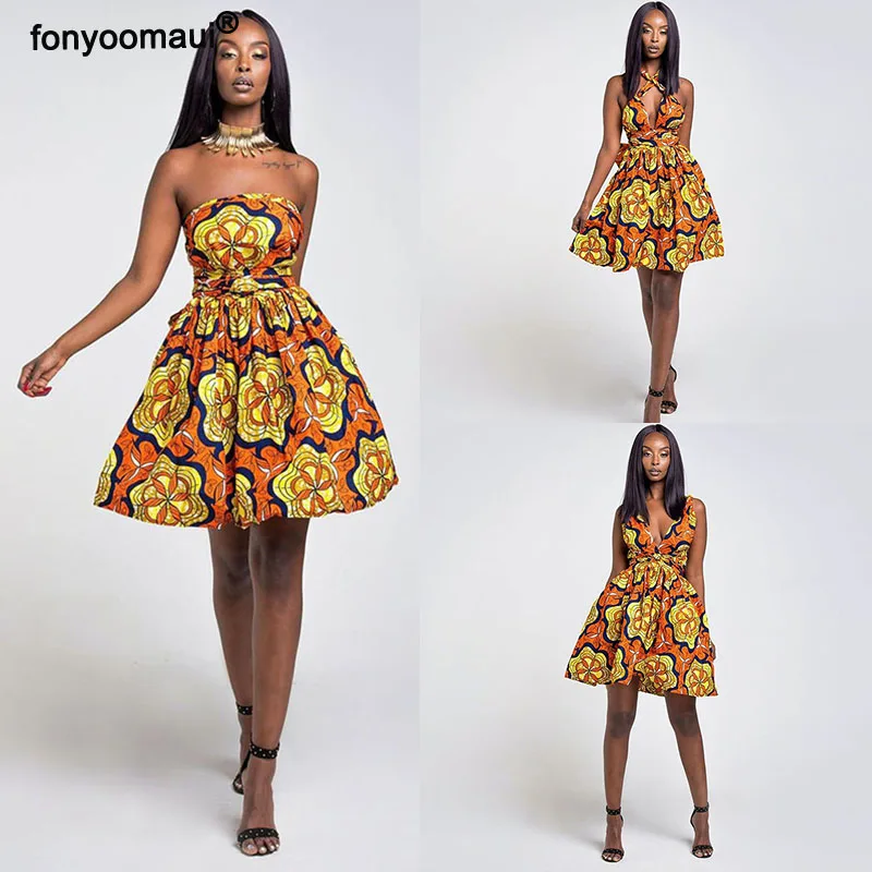 Модные африканские сексуальные платья для женщин халат с цветочным принтом