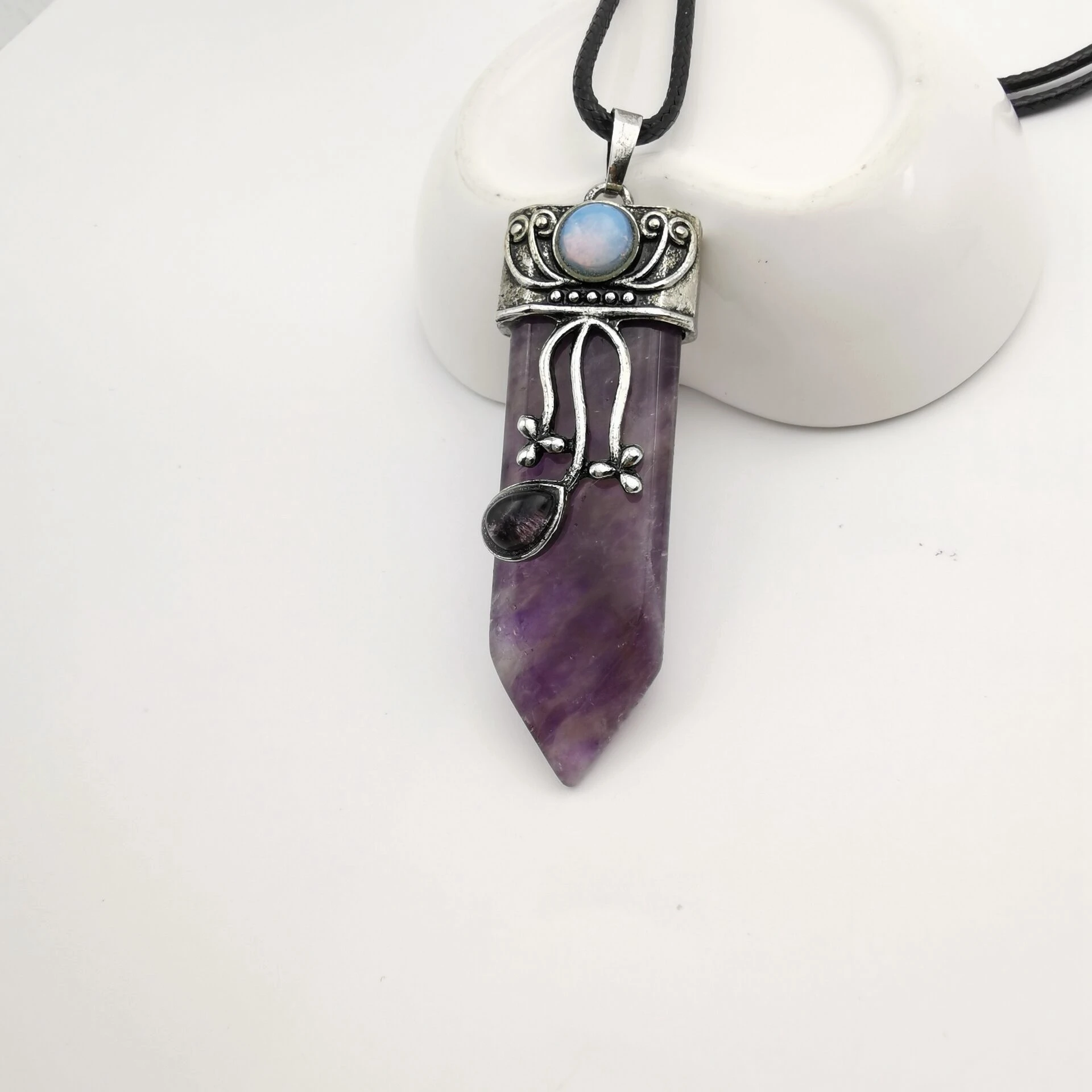 Reiki Natural Gem Stone Sword Pendants Pendulums Labradorite Pink Quartz Lapis Lazuli Black Obsidian Tiger Eye Jewelry 1PCS - Окраска металла: 11