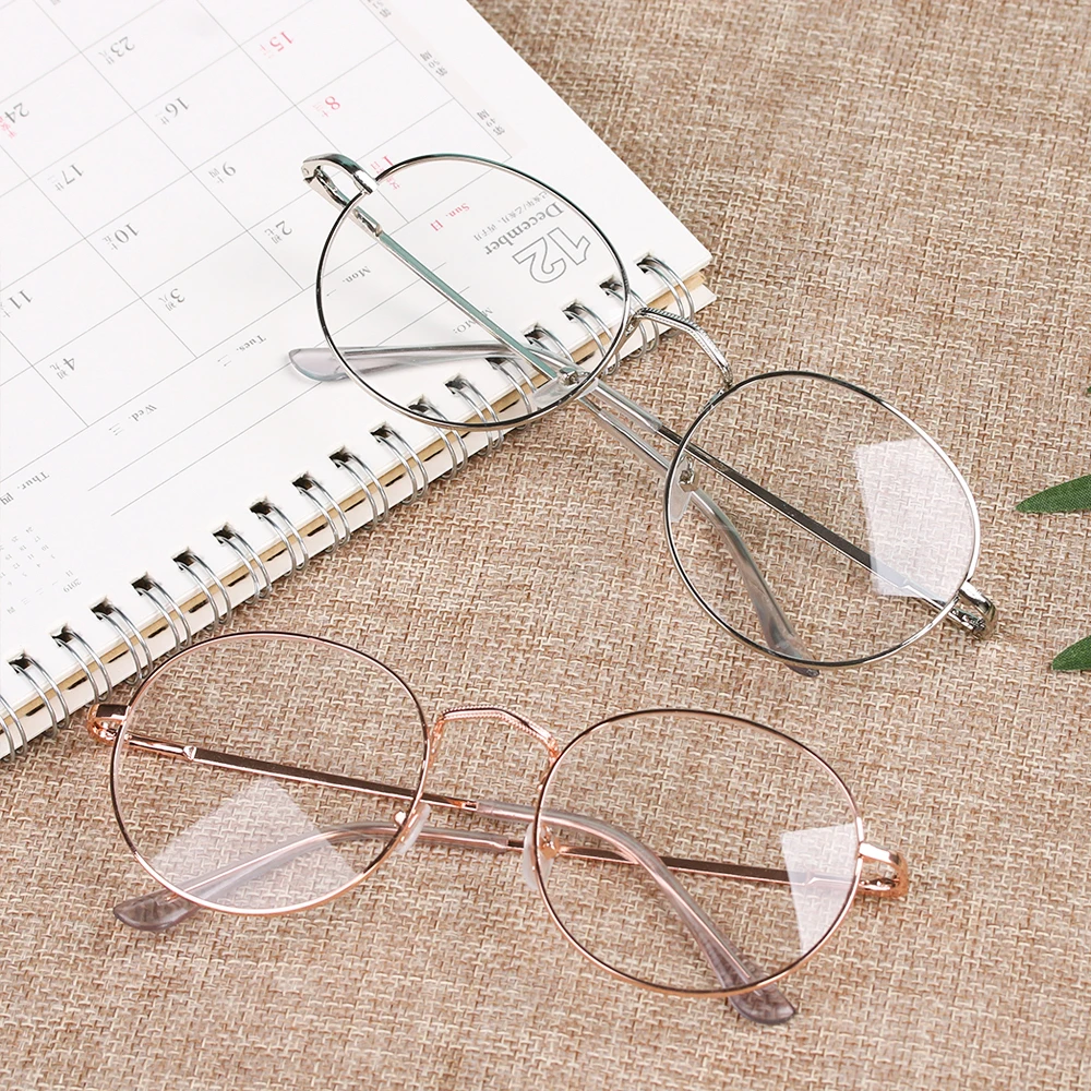 

Hot Fashion Round Metal Frame Reading Glasses Unisex Ultralight No Degree New Eyeglasses Eyewear Vintage Women Men Vision Care