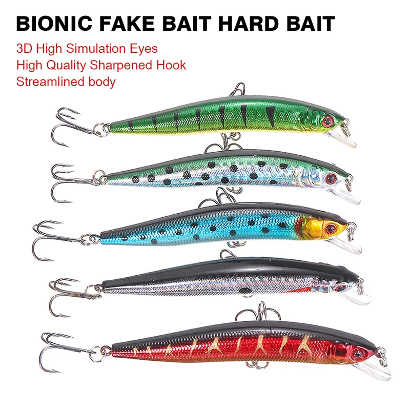 

5pcs Spinning Pike Sea Bass Perch Fake Hard Fishing Lures with Crank Hooks Artificial Wobblers Fishing Tackle ABS
