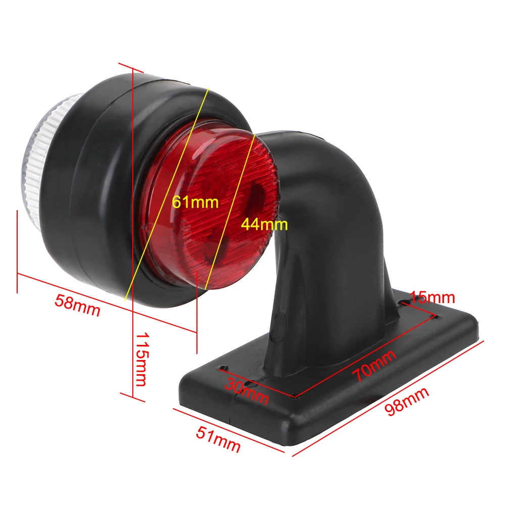 

12/24V LED Side Marker Light For Trailer Truck Van Lorry Tail Light Assembly Red White Truck Lamp Indicator Lamp 2Pcs/set