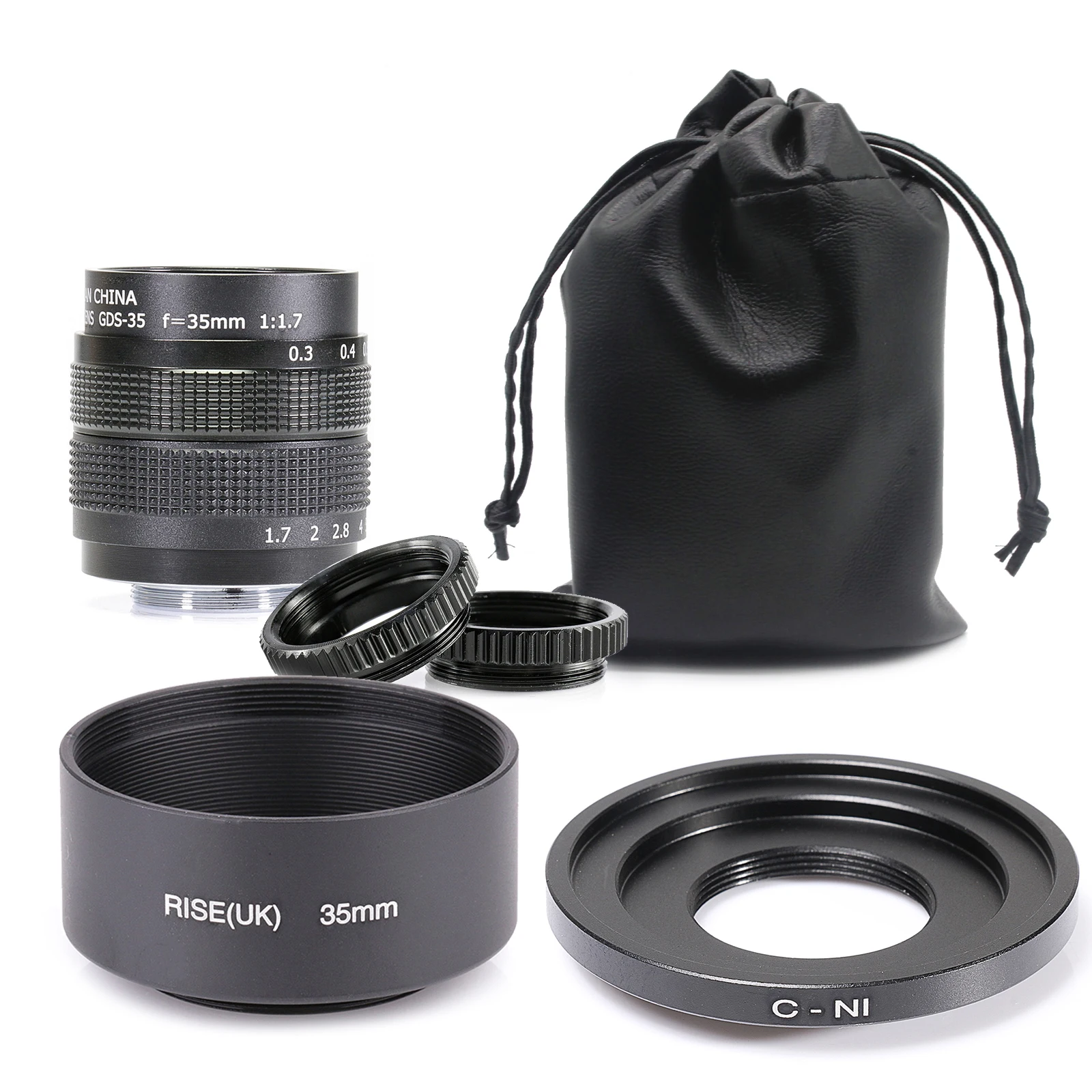 

Fujian 35mm f/1.7 APS-C CCTV Lens+adapter ring+2 Macro Ring + lens hood for NIKON1 Mirroless Camera J1/J2/J3/J4/J5