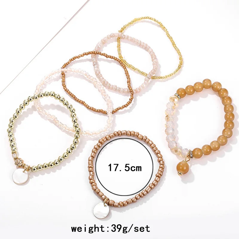 

Bracelet Set for Women Multilayer Elastic Handmade Beaded Fashion Bracelet on Hand Bohemian Jewelry New 2020 Trend Gift