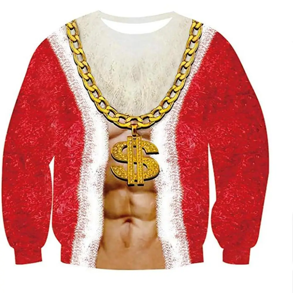 2019 Ugly Christmas Sweater Santa Claus Printed Loose Men Women Pullover Novelty Autumn Winter Tops Clothing | Женская одежда