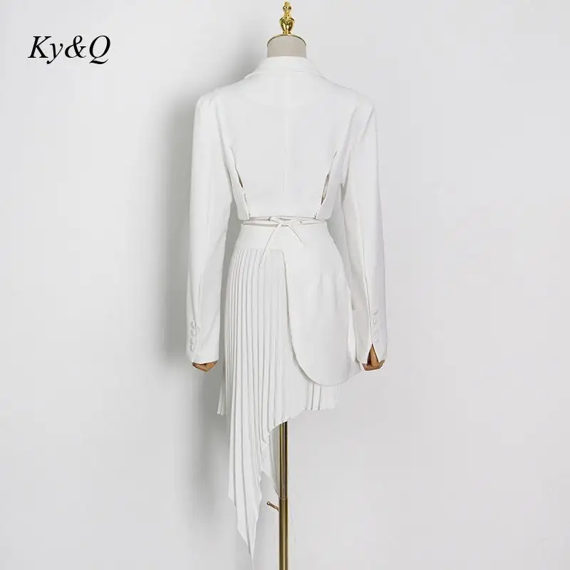 Brand Special Price Elegant 2-Piece Set Pure Color Short Style Lace Up Suit Coat + Irregular Pleated Half Skirt Ladies Suits | Женская