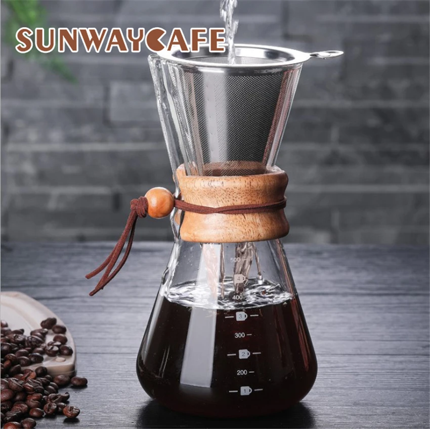 Термостойкий чайник для кофе ручной работы 400/600/800 мл кофейник чашка инструменты